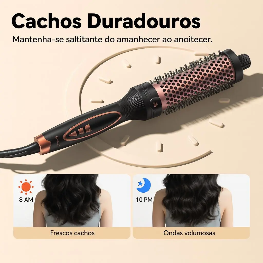 GOKOCO Escova Modeladora de Íons Negativos 38 mm — 9 Temperaturas, Alisa e Cacheia, Aquecimento PTC Duplo - 5