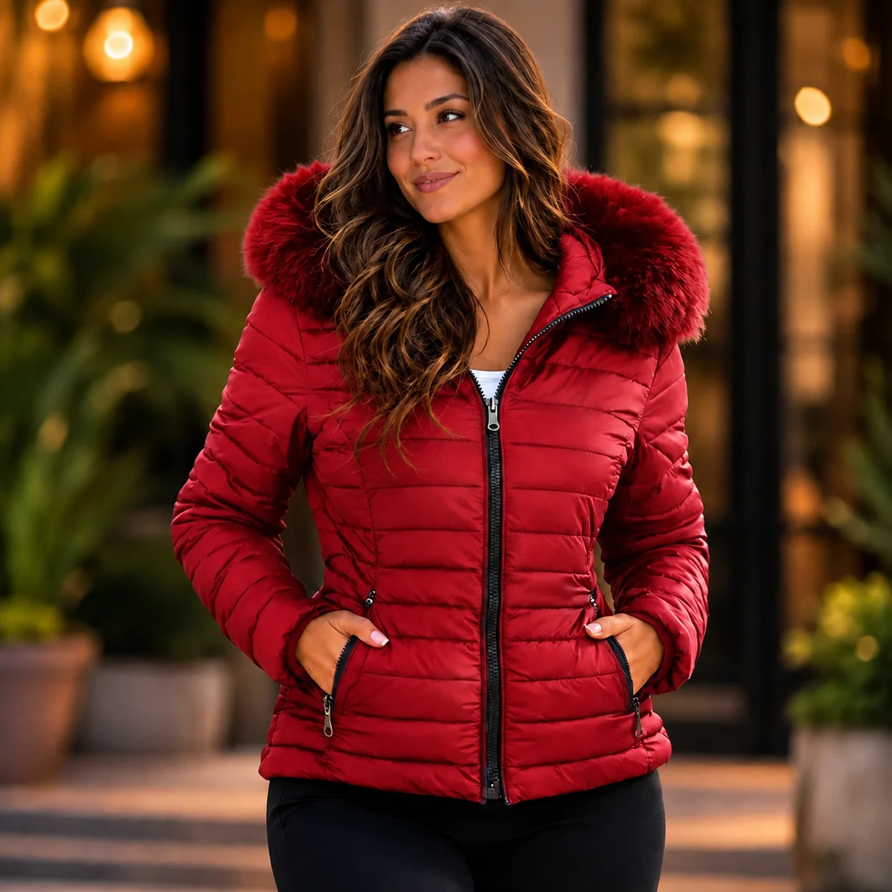 Jaqueta Feminina Forrada Dupla face sherpa Impermeável Inverno - 5