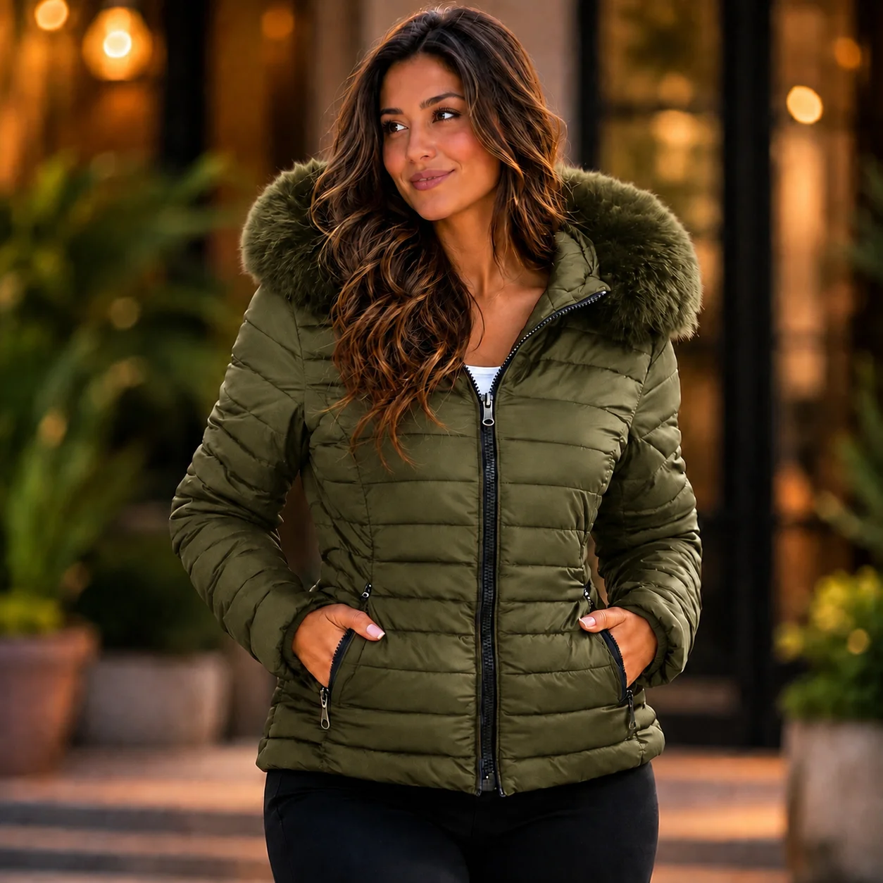 Jaqueta Feminina Forrada Dupla face sherpa Impermeável Inverno - 8