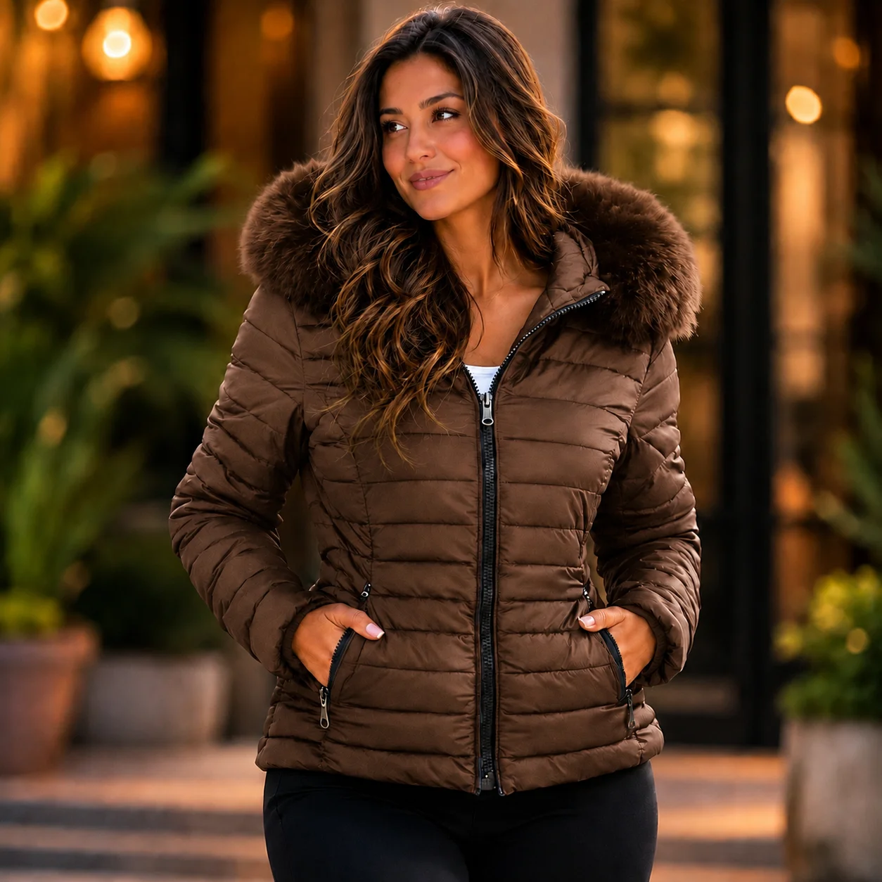 Jaqueta Feminina Forrada Dupla face sherpa Impermeável Inverno - 4
