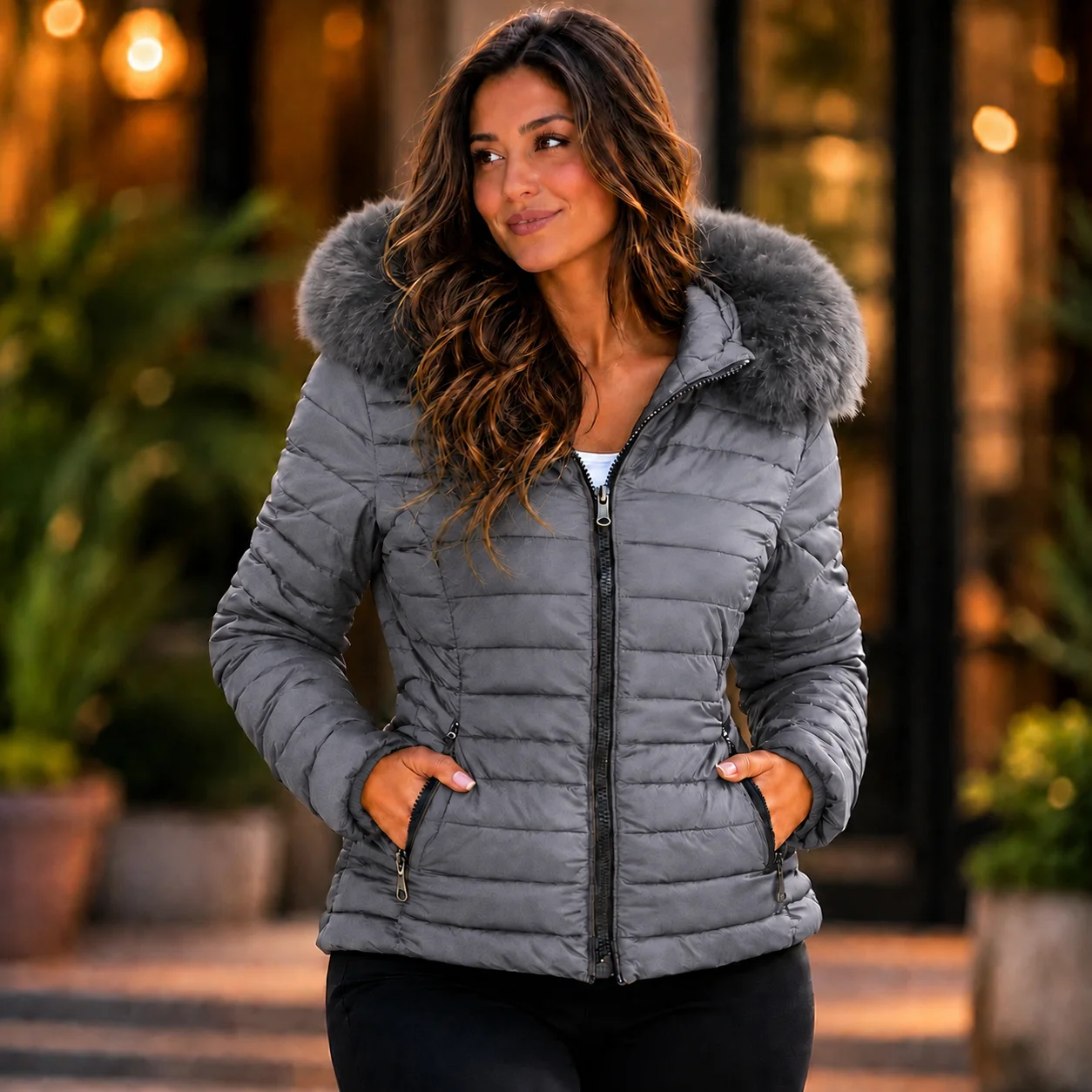 Jaqueta Feminina Forrada Dupla face sherpa Impermeável Inverno - 7