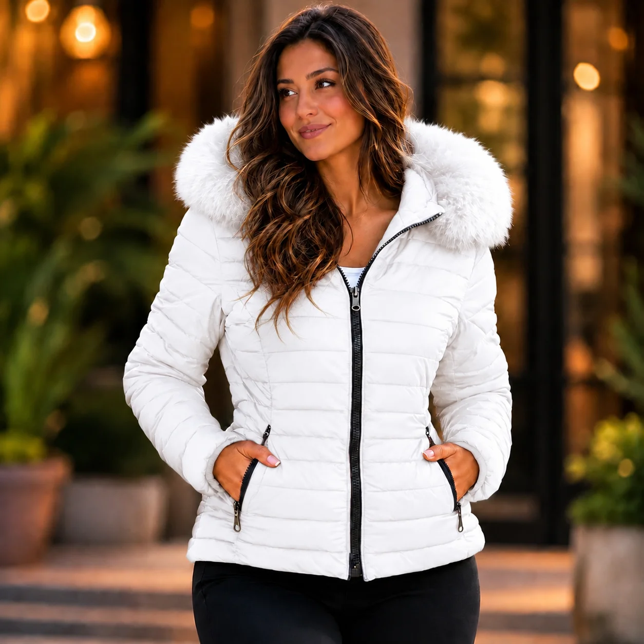 Jaqueta Feminina Forrada Dupla face sherpa Impermeável Inverno - 9
