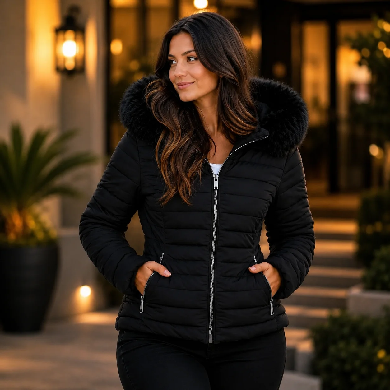 Jaqueta Feminina Forrada Dupla face sherpa Impermeável Inverno - 2