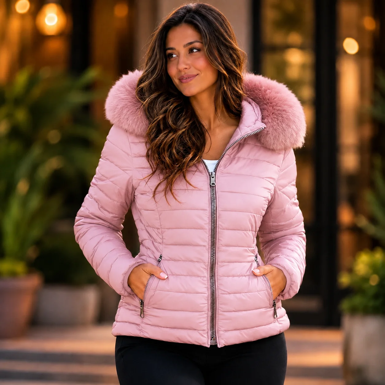 Jaqueta Feminina Forrada Dupla face sherpa Impermeável Inverno - 6