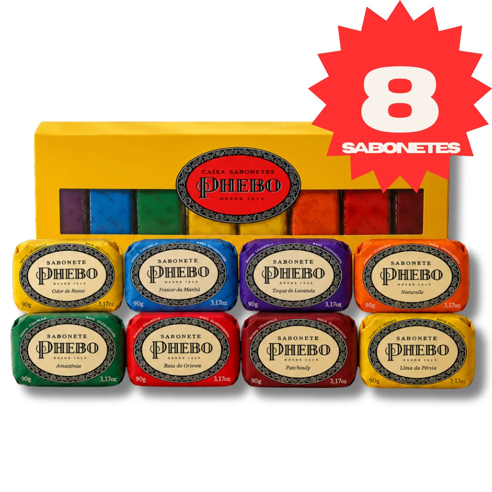 Caixa Presente Kit Sabonetes Phebo - 16 ou 8 Sabonetes 90g Cada - 2