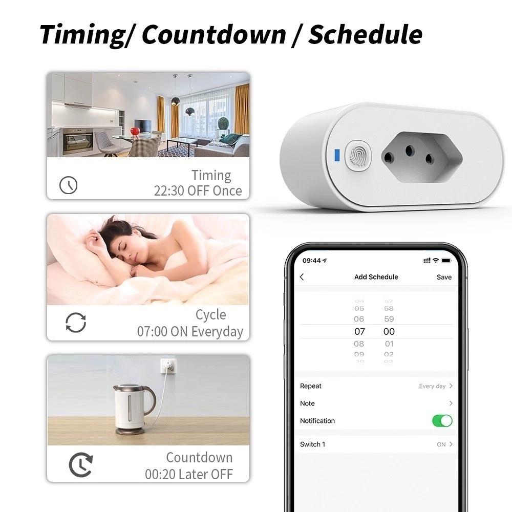KIT2/3/5 SMART PLUG-Adaptador de soquete Wi-Fi Tuya Smart Life App Control Alexa Google Home Adaptador de soquete 16A - 6