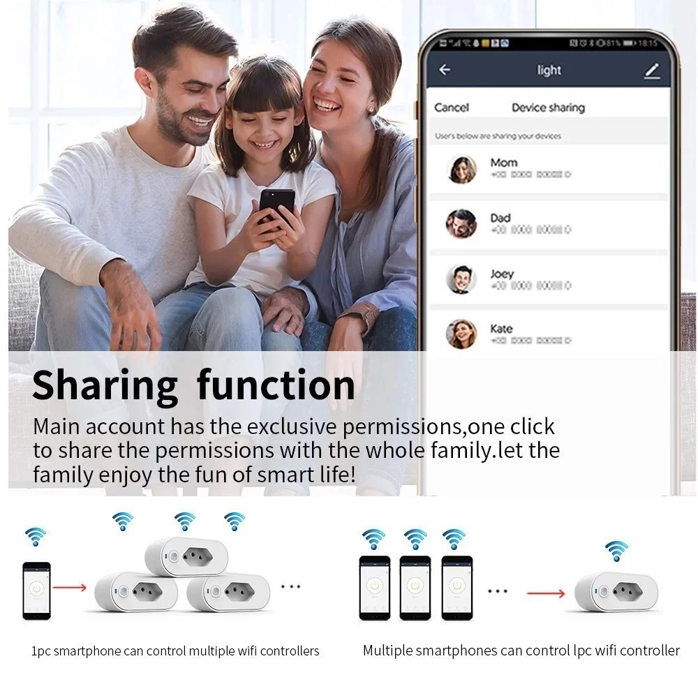 KIT2/3/5 SMART PLUG-Adaptador de soquete Wi-Fi Tuya Smart Life App Control Alexa Google Home Adaptador de soquete 16A - 7
