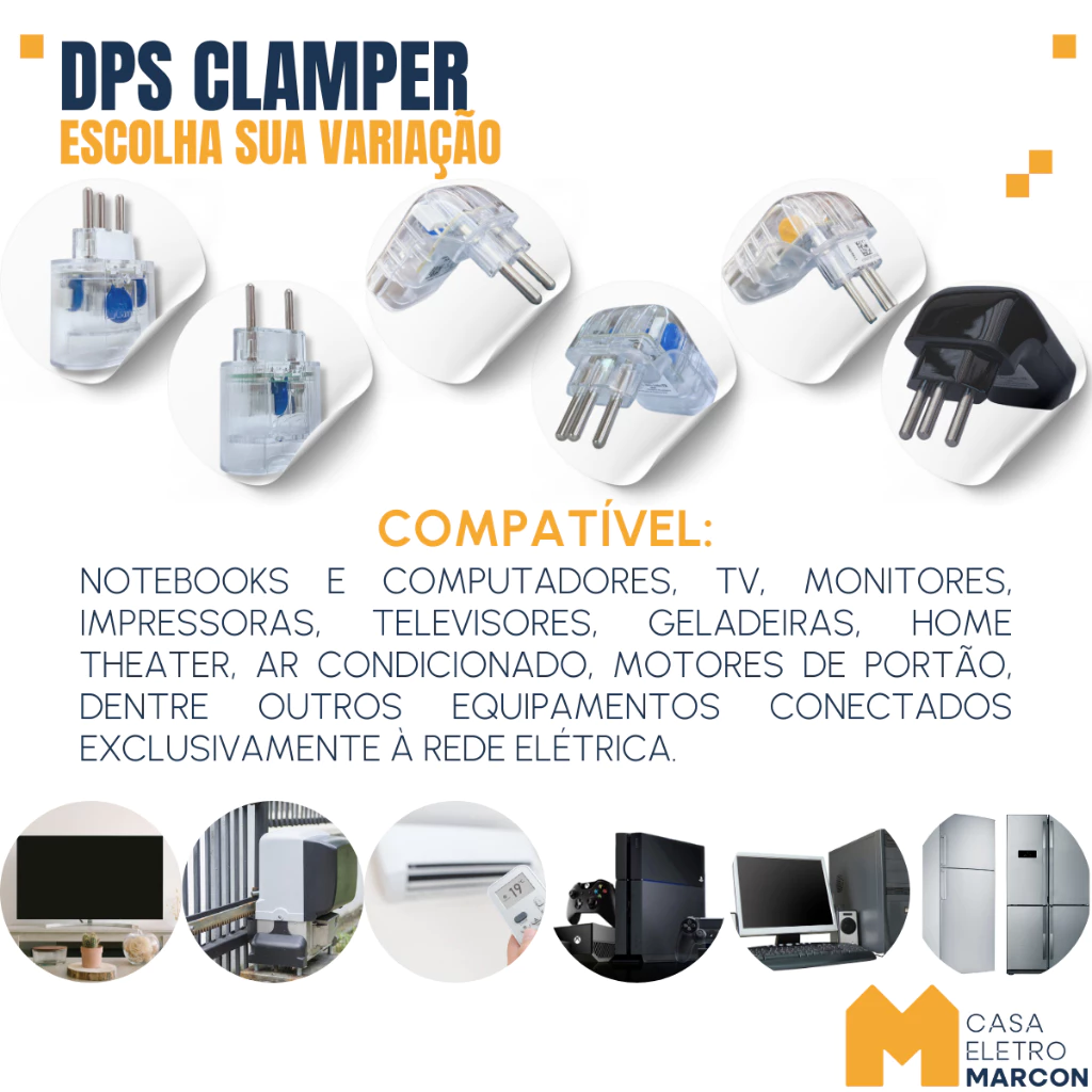 DPS Protetor Contra Surtos Elétricos Raios Clamper Pocket/Fit 2 e 3 Pinos 10a 20a Sem Aterramento - 3